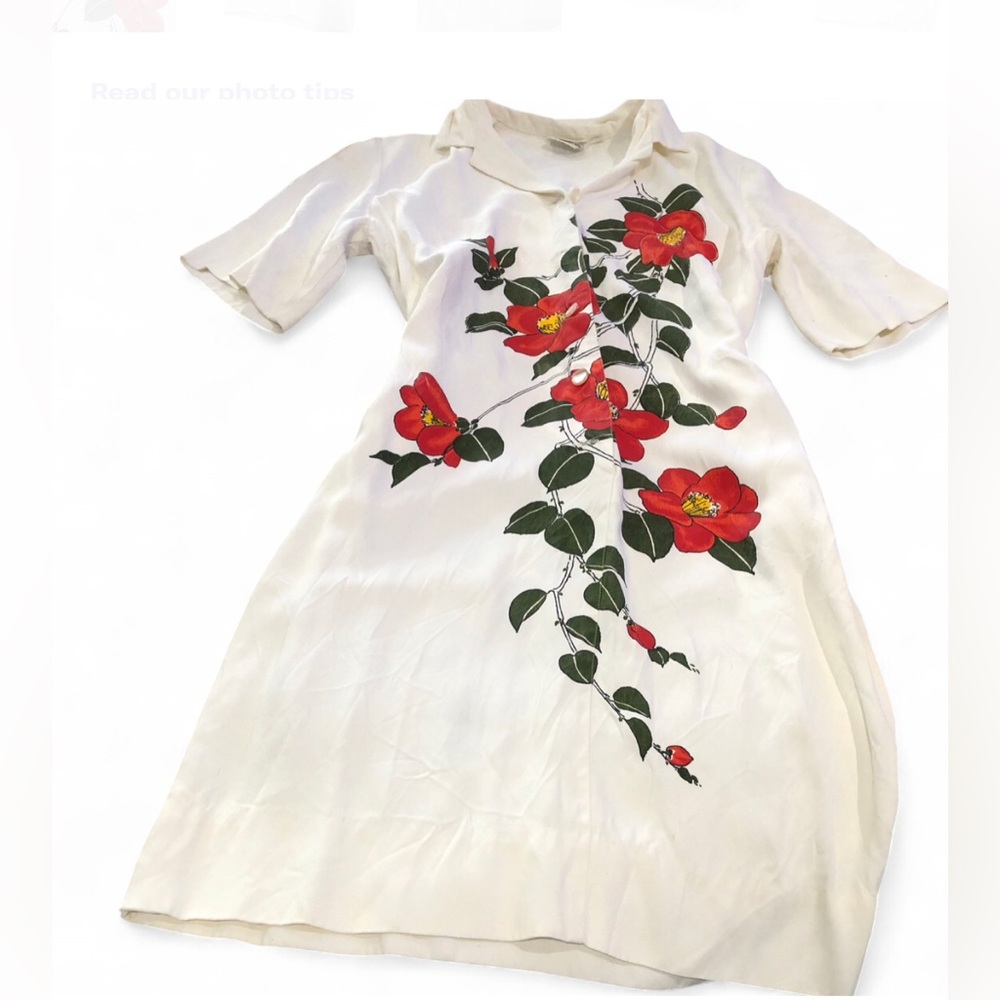 1970s Alfred Shaheen Floral button up shift dress - Picture 3 of 6